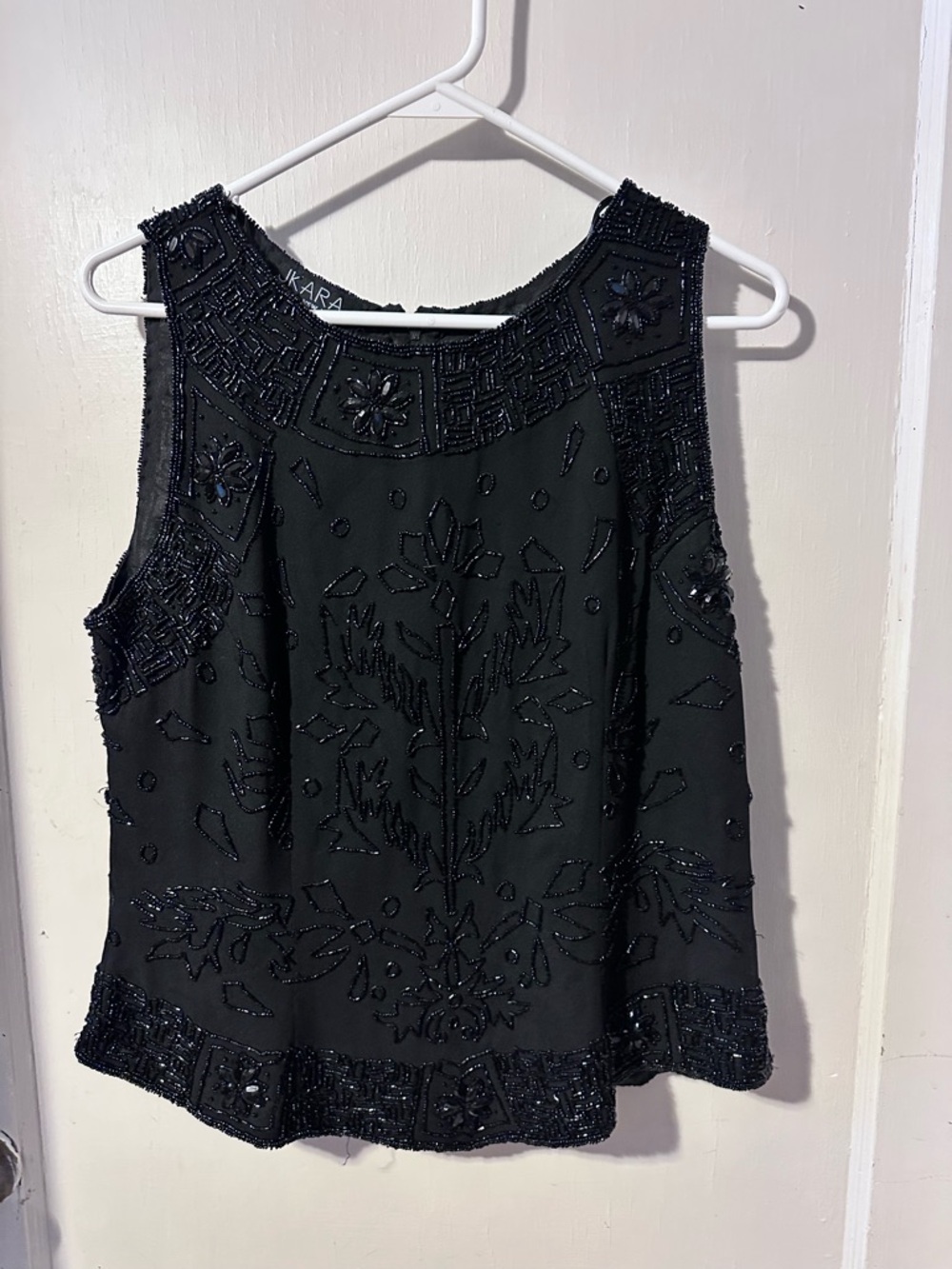 J Kara Black Beaded Sleeveless beaded Evening Top - Picture 5 of 11
